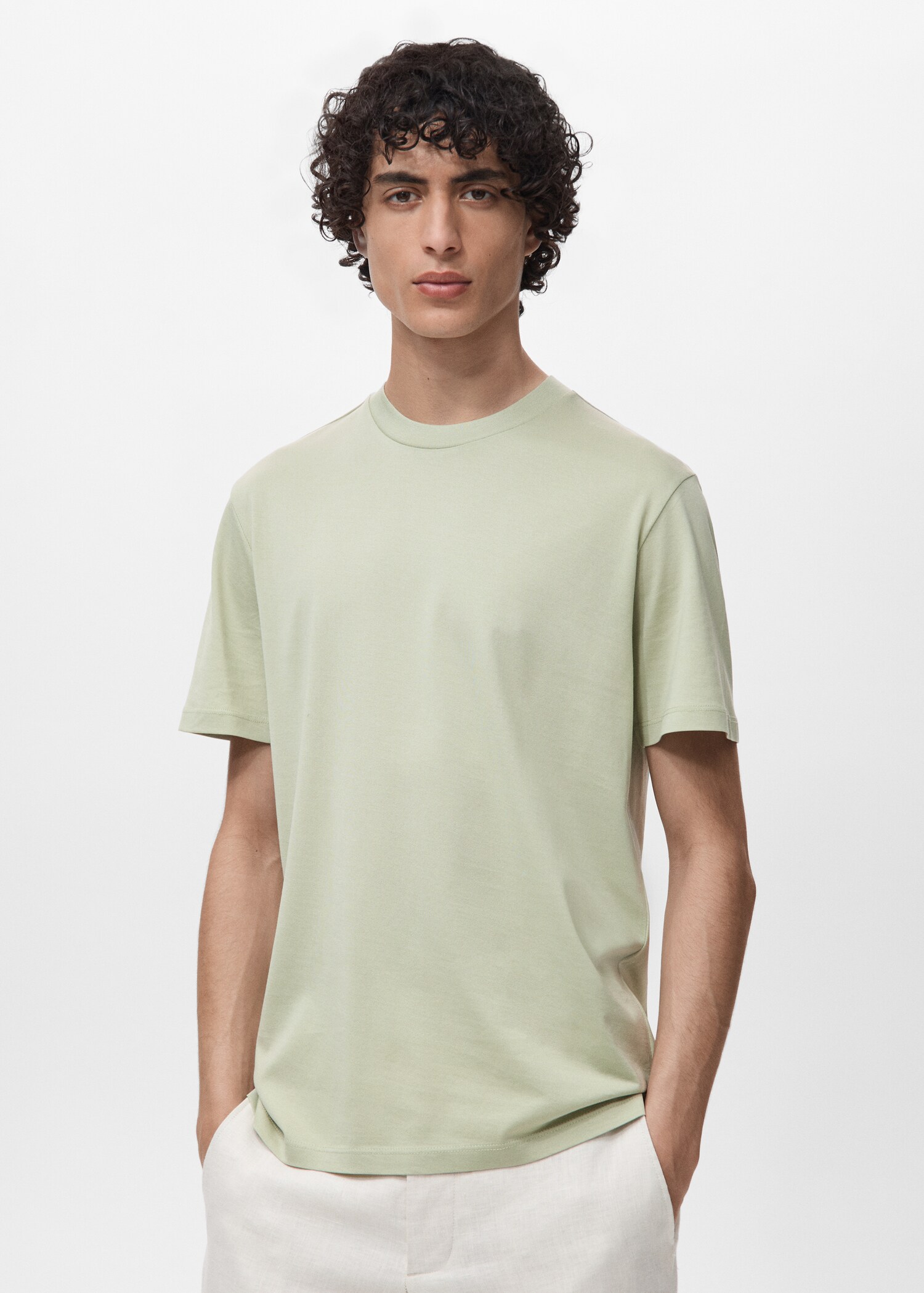 Slim-Fit-T-Shirt aus 100 % Baumwolle - Mittlere Ansicht