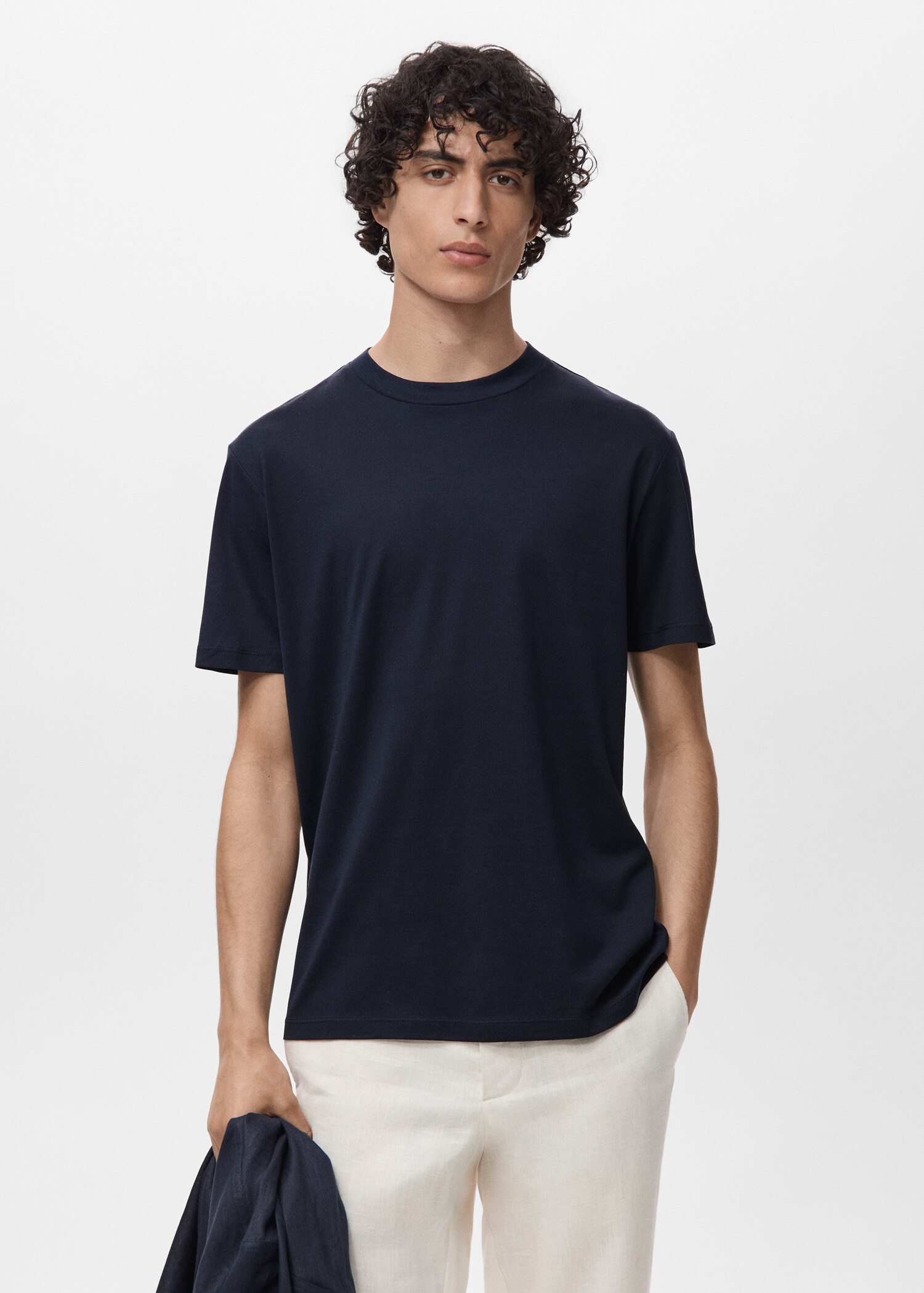 Slim-Fit-T-Shirt aus 100 % Baumwolle - Mittlere Ansicht