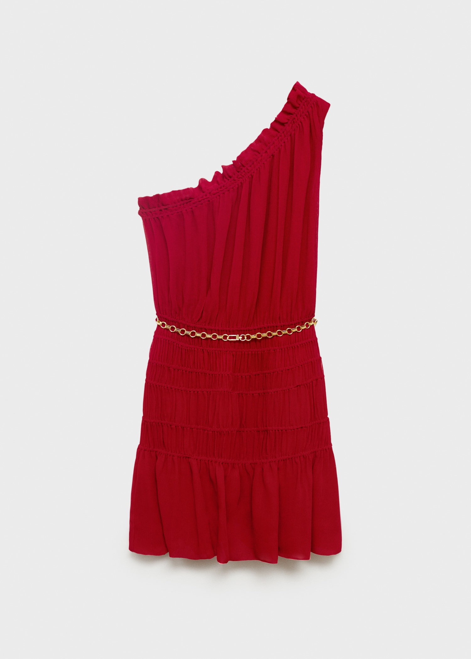 Asymmetrical gathered dress with belt - Article without model