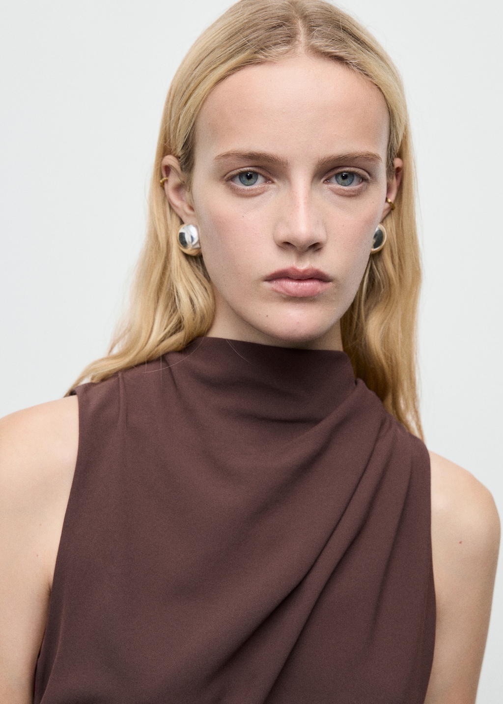 Mango Long jumpsuit with draped neck and belt