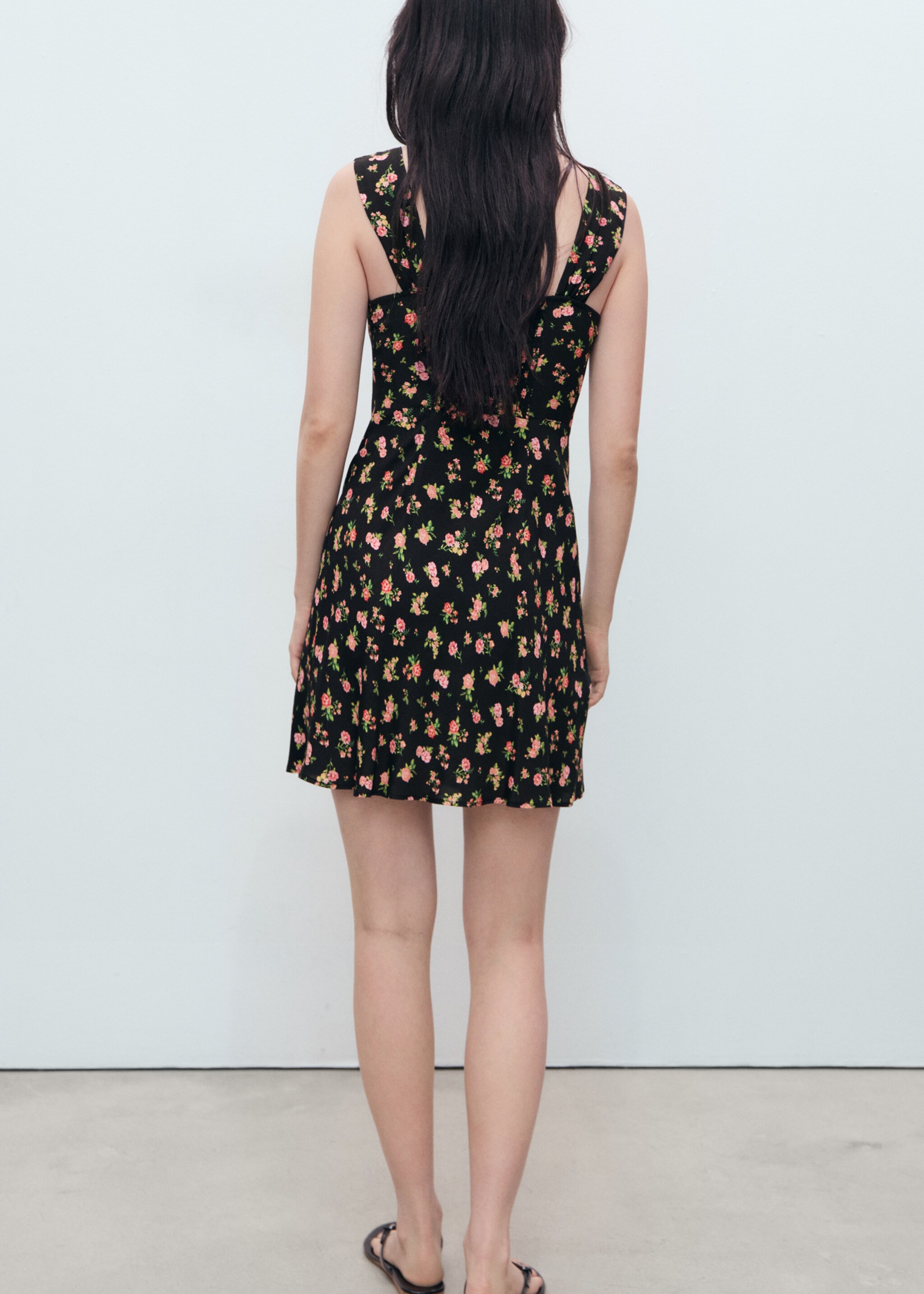 Short dress with ruched neckline - Reverse of the article
