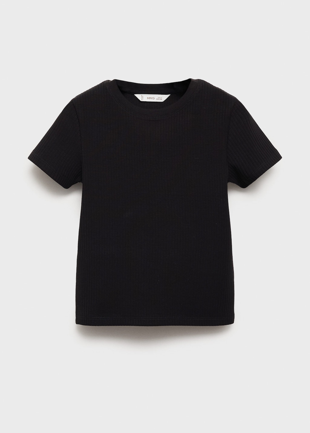 Ribbed cotton T-shirt black - Kids - 5-6 years - MANGO KIDS