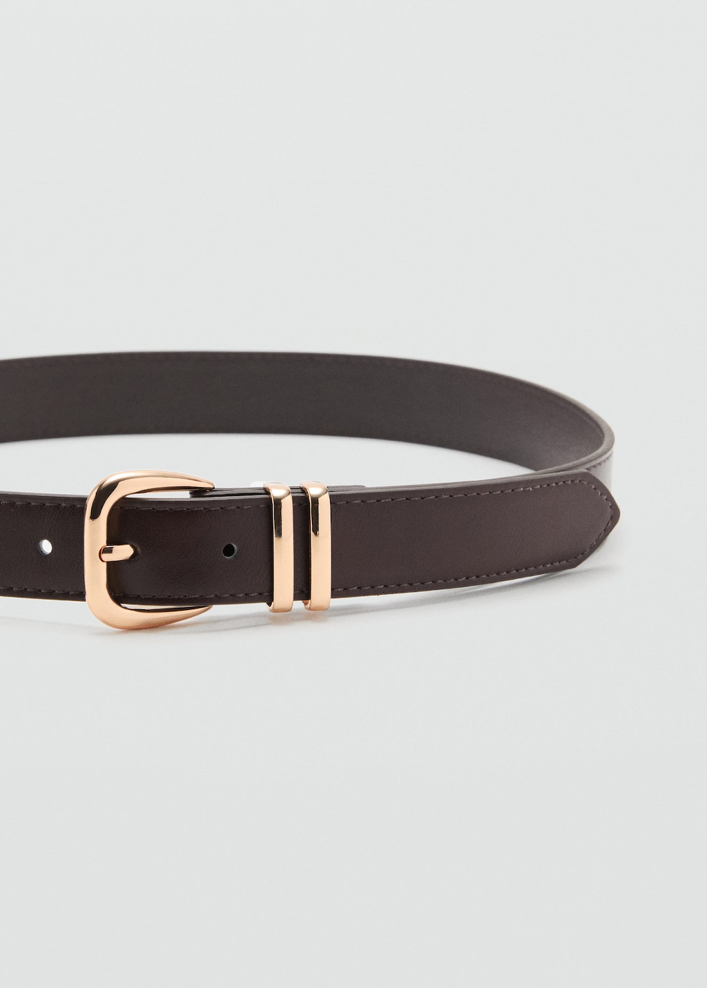 Mango Metal Buckle Belt Chocolate In Brown