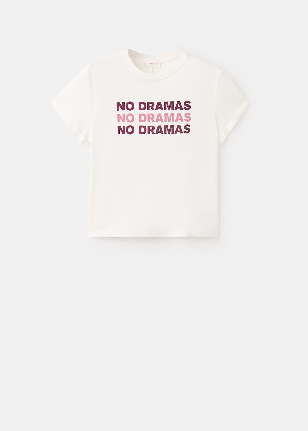 Mango Teen T-shirt Texte Velours Blanc Cassé - Fille - Xs -  In White
