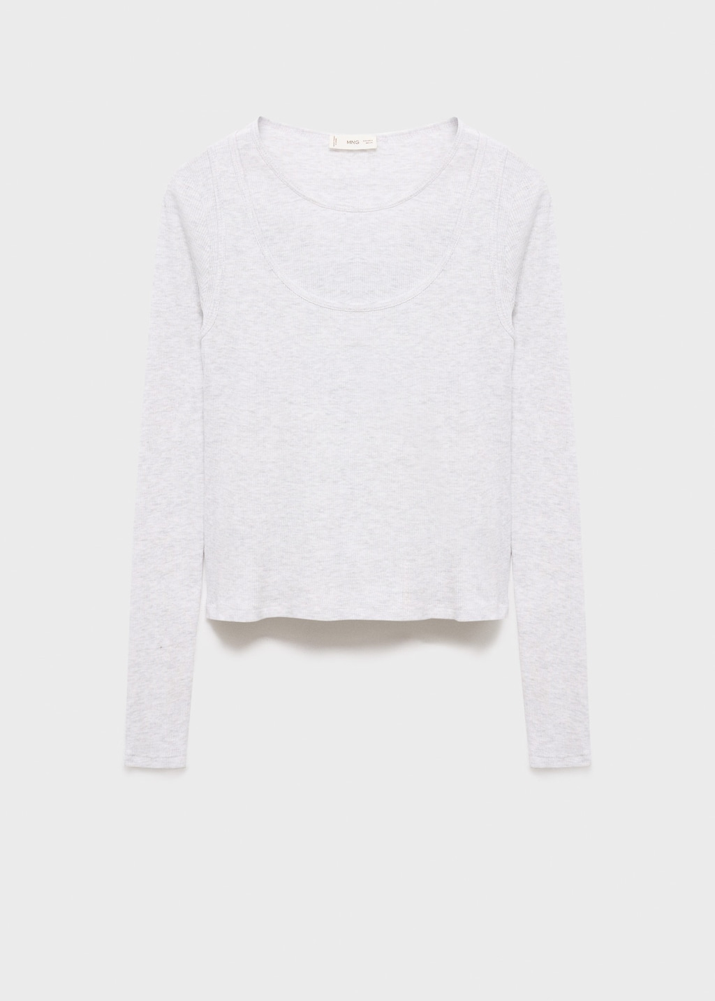 Mango Teen Double-layer Cotton T-shirt Light Heather Grey In White