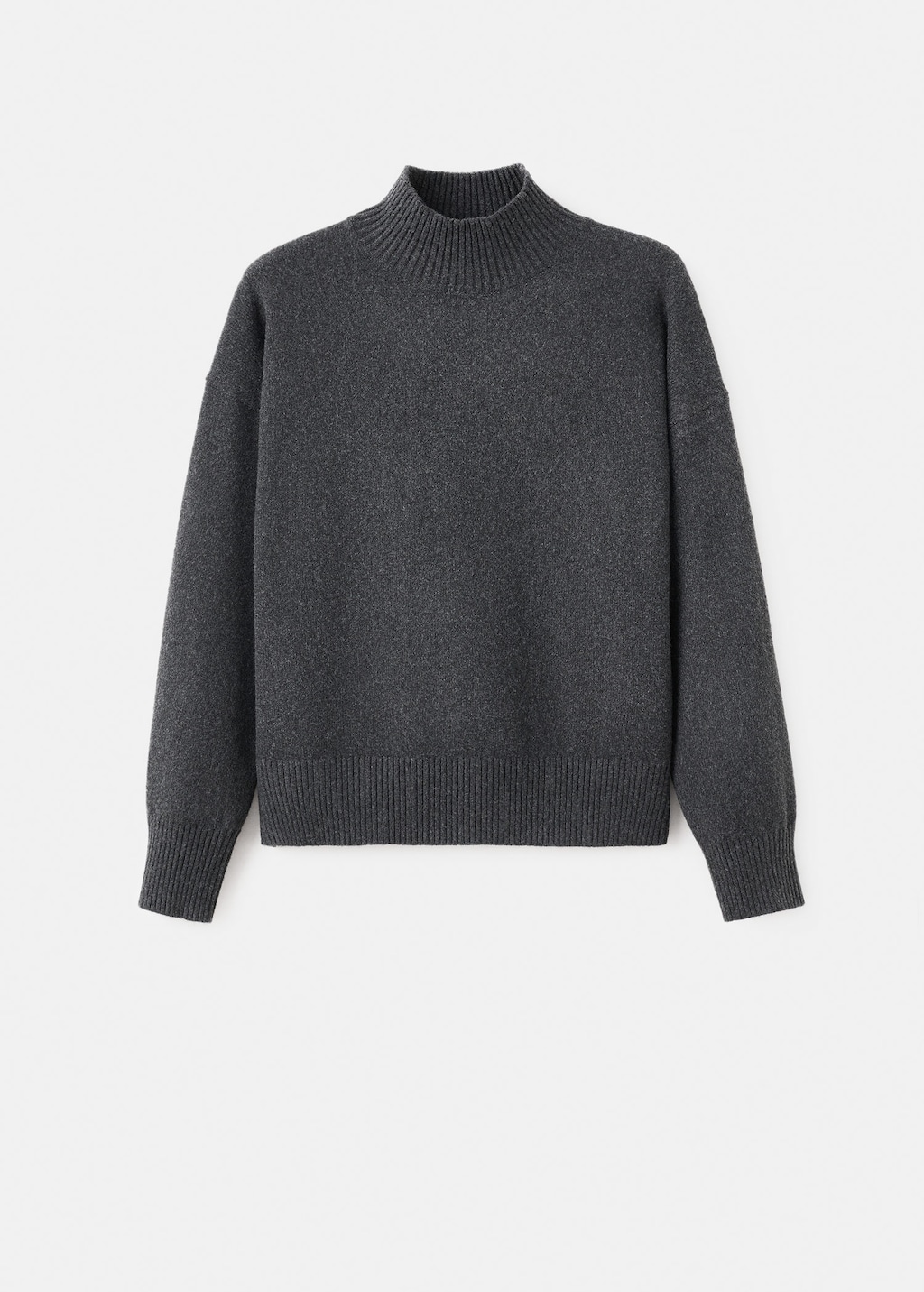 Mango Cable-knit Turtleneck Sweater Charcoal In Gray