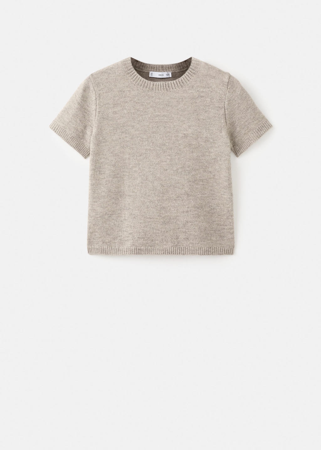 Mango Short-sleeved Knitted Sweater Light/pastel Grey In Gray