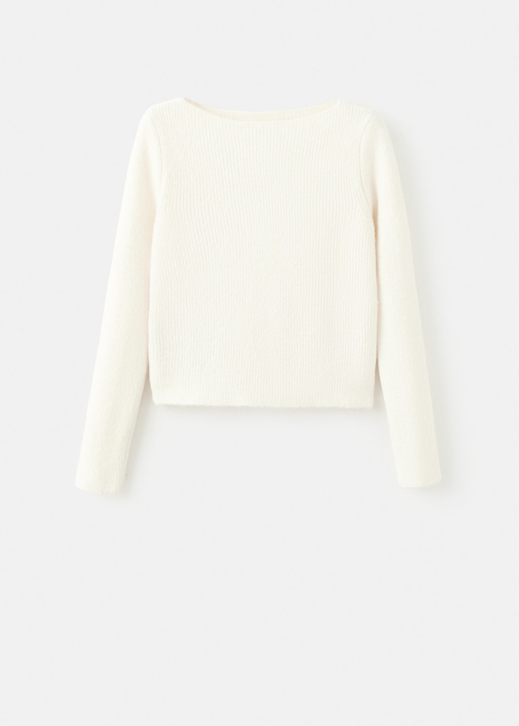Mango Knitted Ribbed Sweater Off White