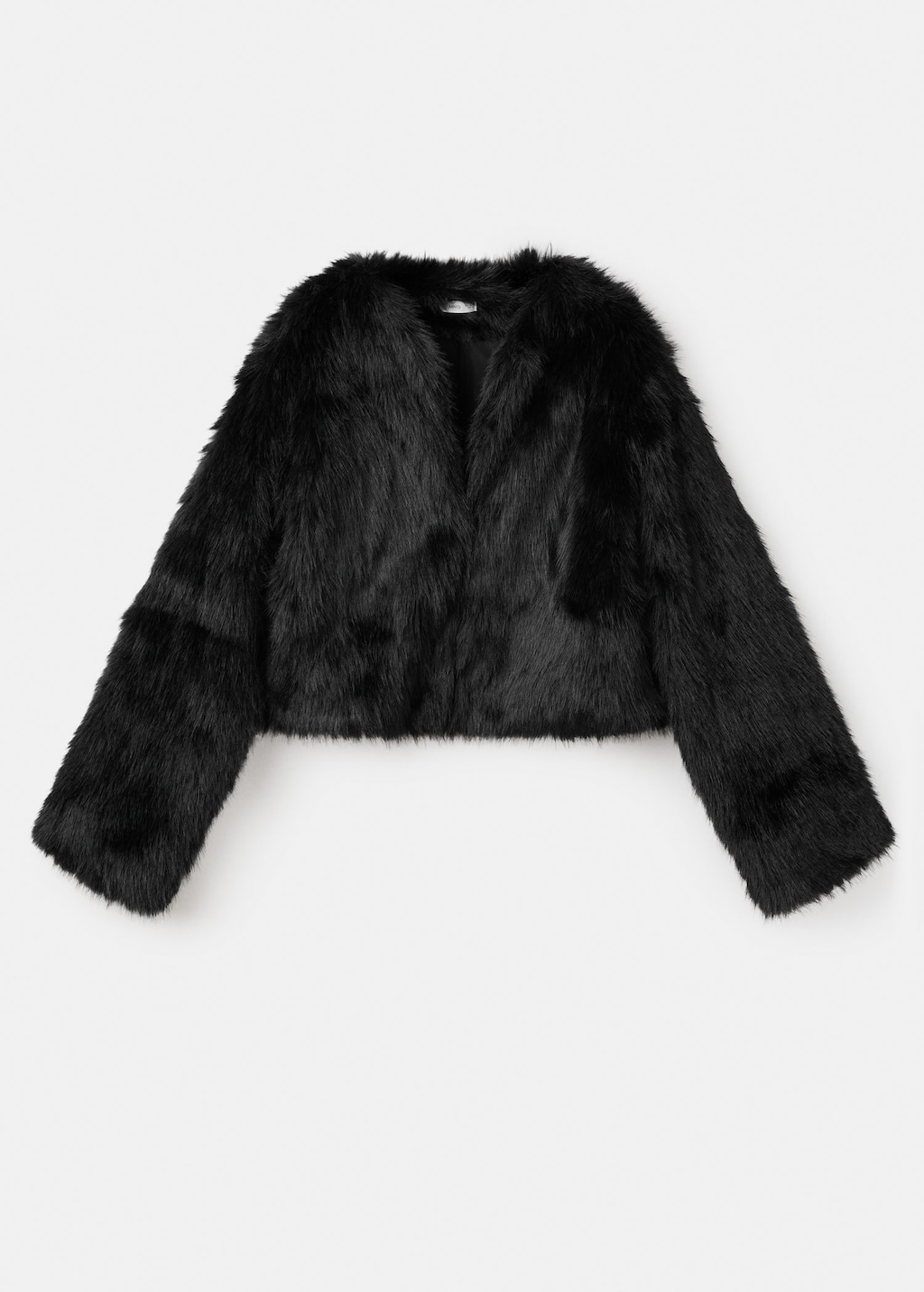 Mango Teen Short Fur Effect Coat Black