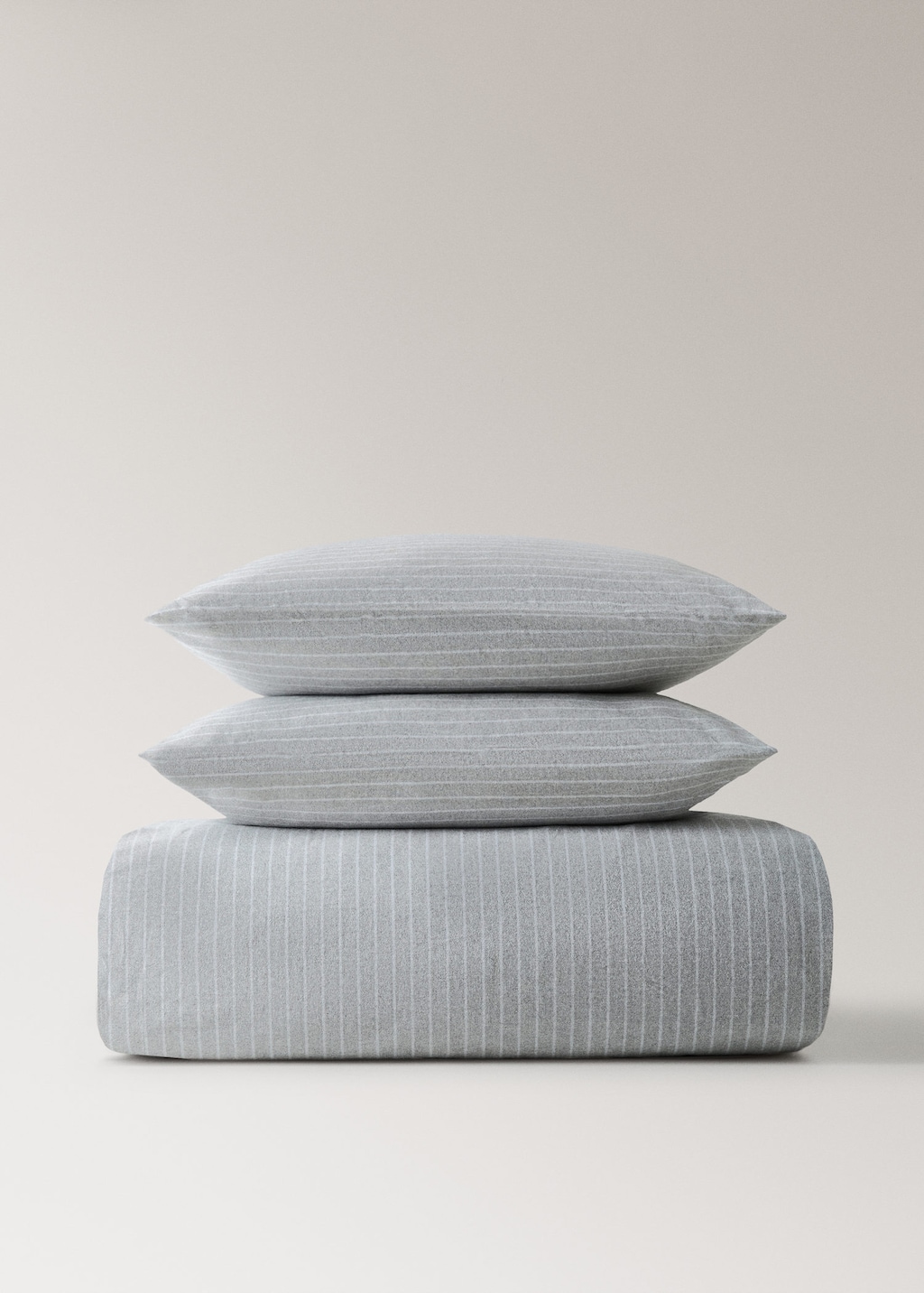 Mango Home Melange Cotton Flannel Duvet Cover With Fine-striped Yarn For 90cm Bed Grey