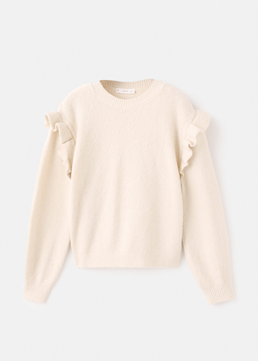 Mango Kids' Sweater With Ruffled Shoulders Beige In Neutral