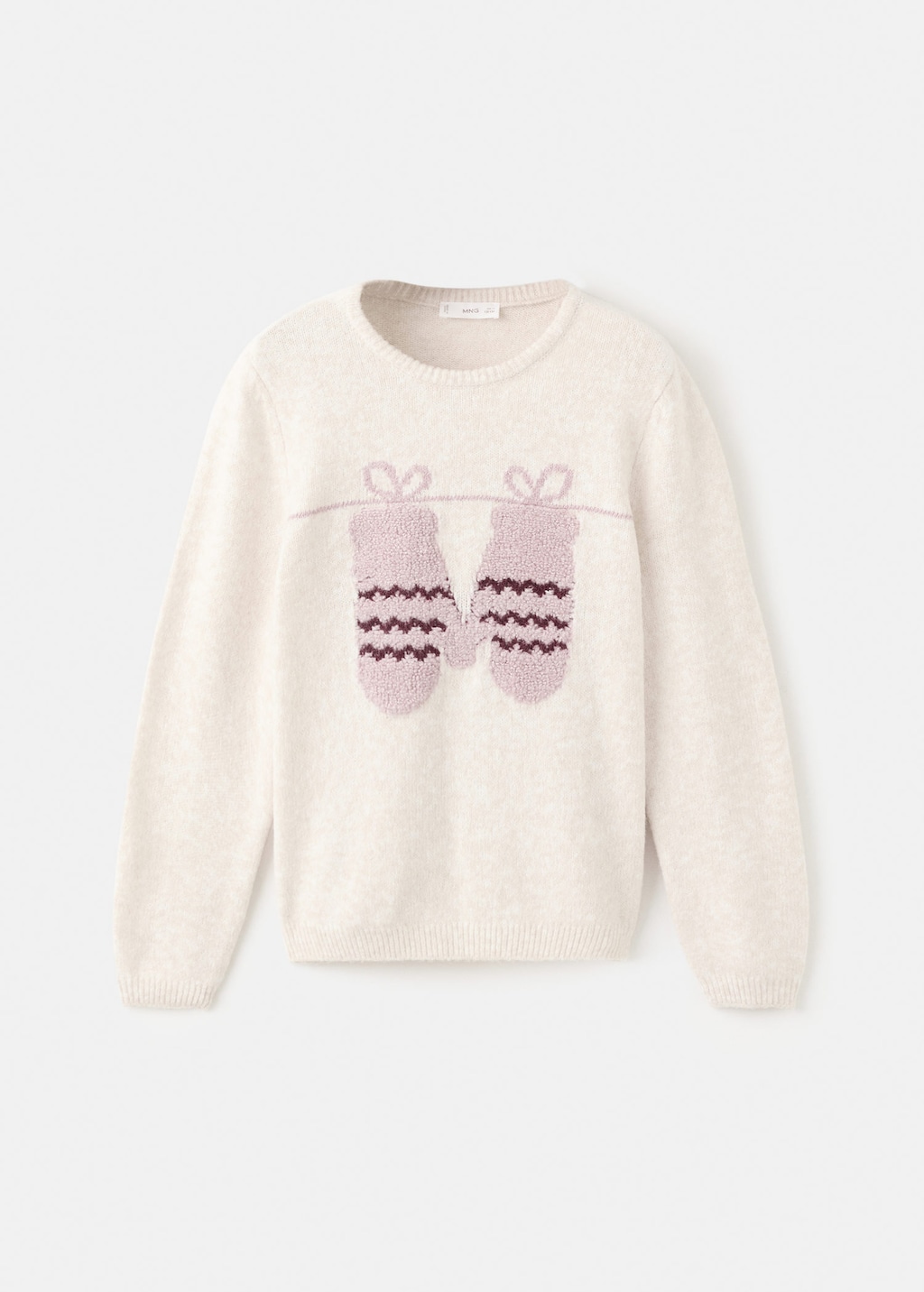 Mango Kids' Knit Embroidered Sweater Beige In White
