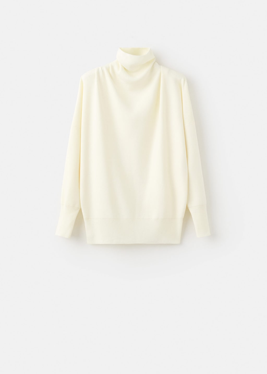 Mango Ruched High-neck Jumper Ecru In White