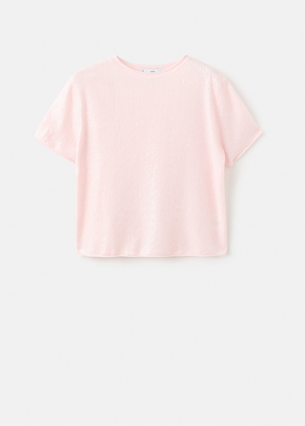 Mango Pull Manches Courtes À Paillettes Rose Pastel - Femme - 4xl - In Pink