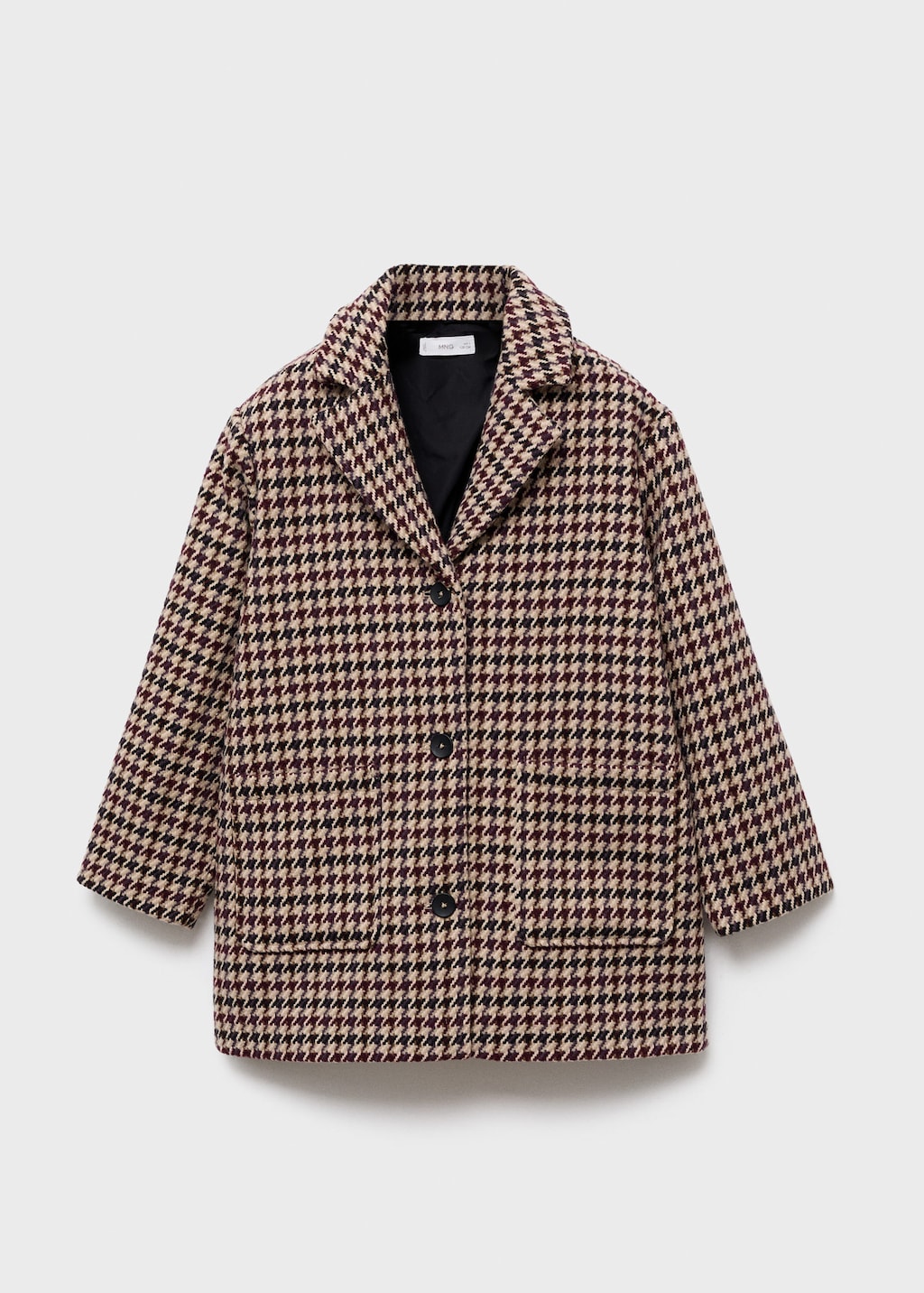Mango Kids' Houndstooth Coat Wine In Multi