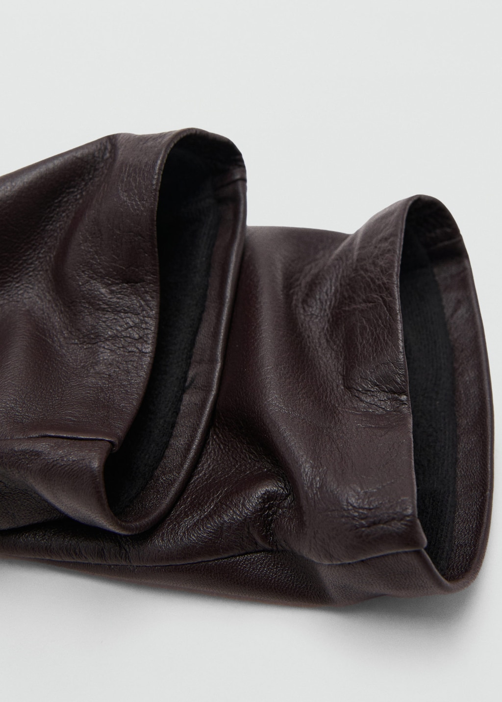 Mango Leather Long Gloves Chocolate In Brown