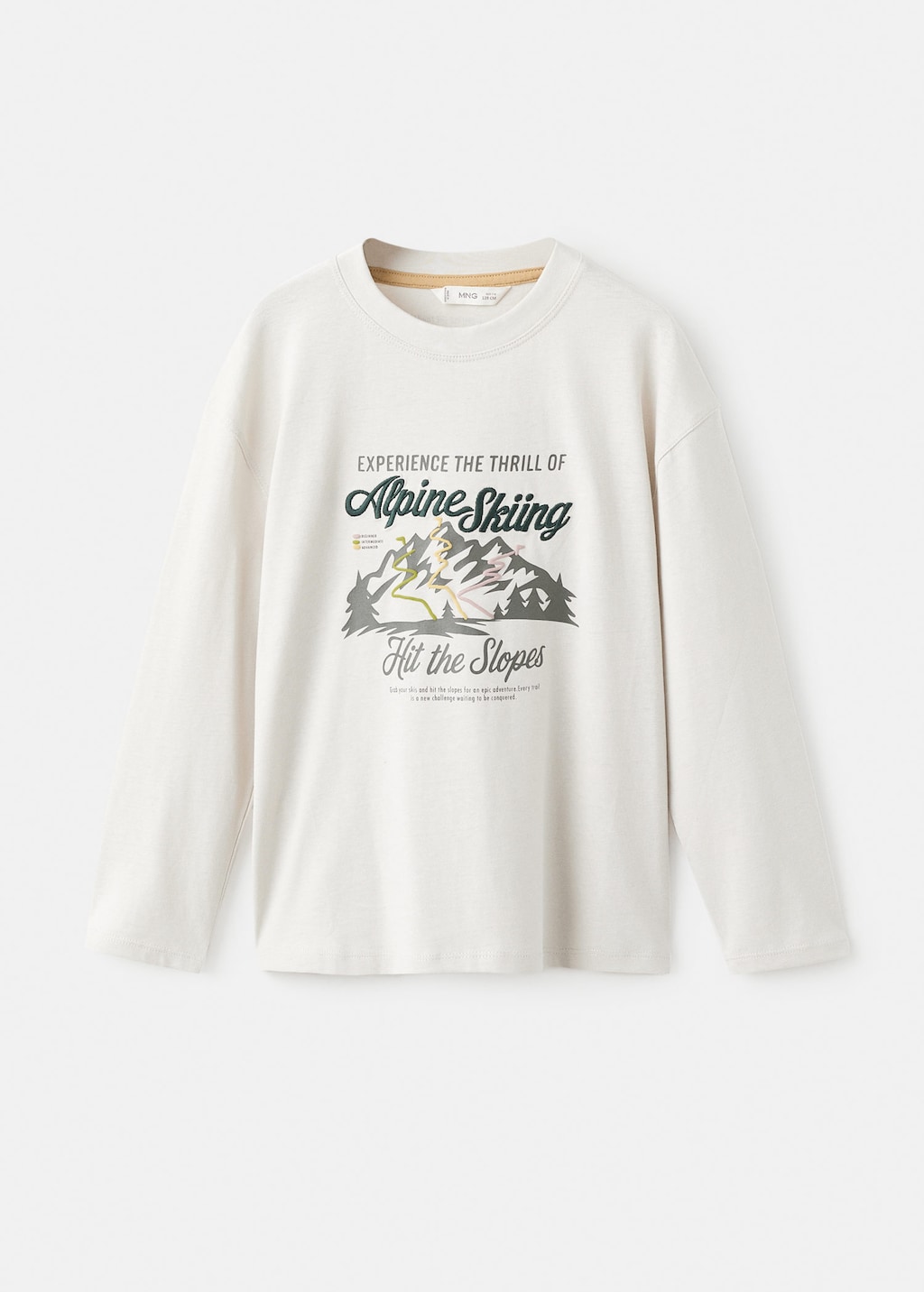 Mango Kids' Embroidered Printed T-shirt Ice Grey In White