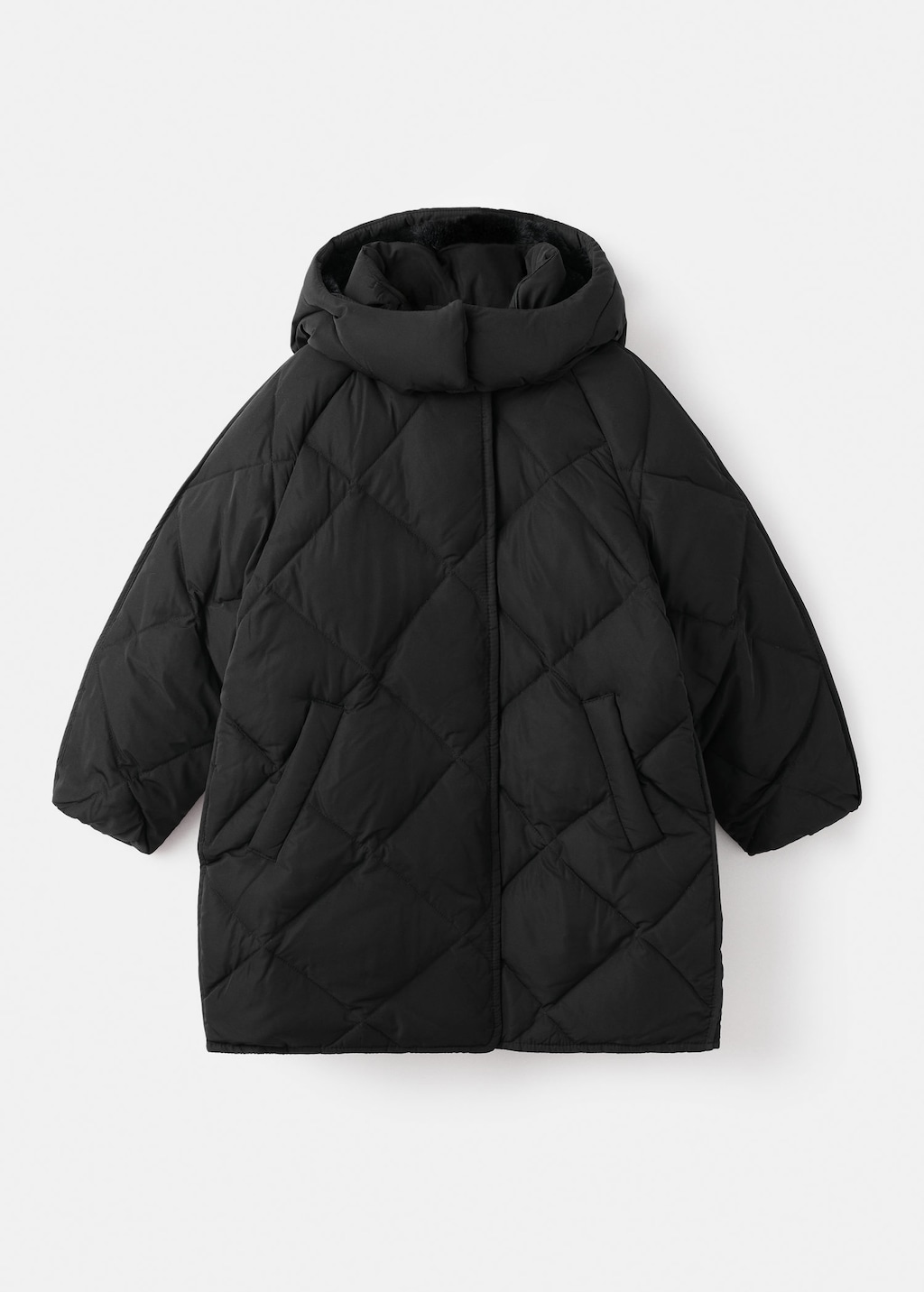 Mango Kids' Long Padded Anorak With Hood Black