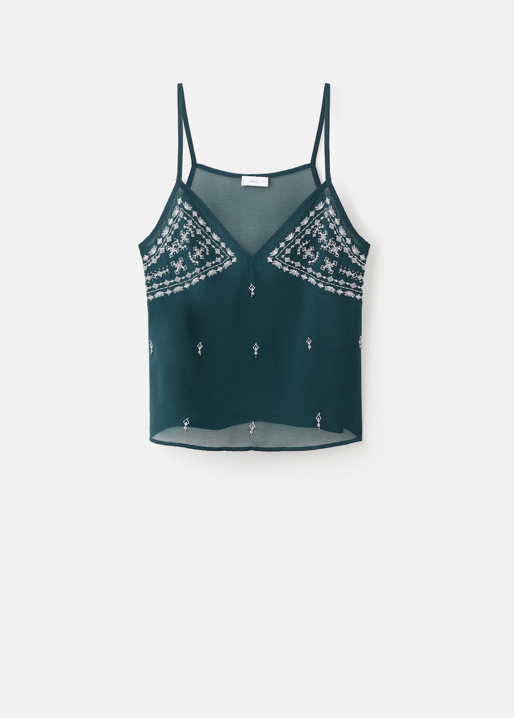 Mango Teen Bead Embroidered Top Green