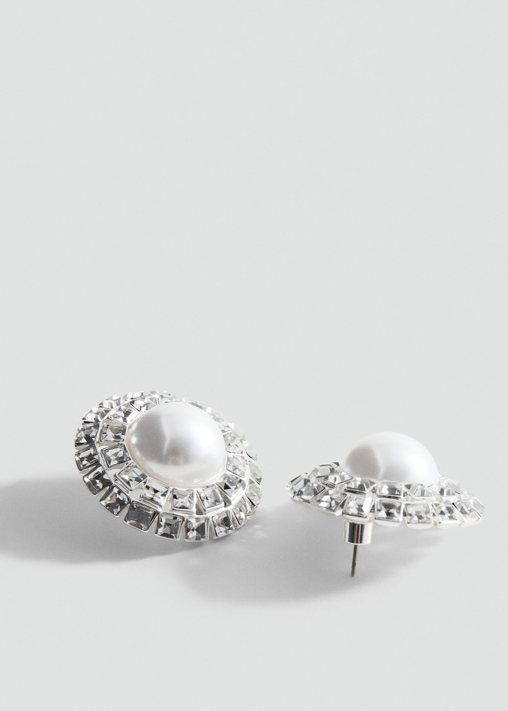 Mango Combined Pearl Earrings Silver In Metallic