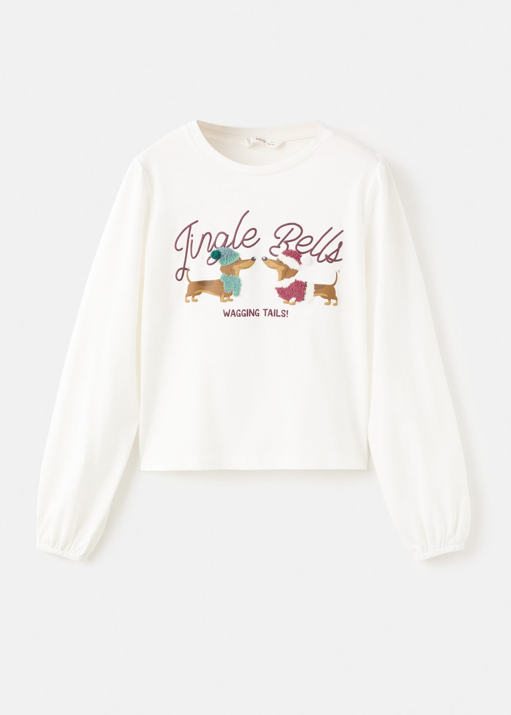 Mango Kids' Christmas-print T-shirt Off White