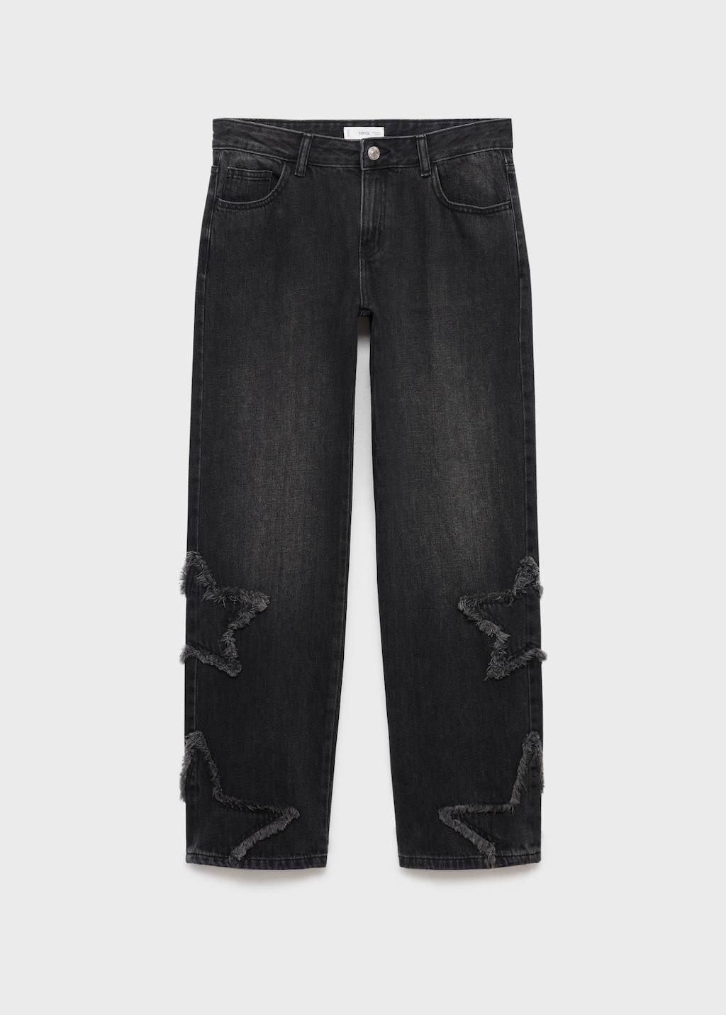 Mango Teen Jean Coupe Droite Broderie Étoiles Black Denim - Fille - S -  In Animal Print
