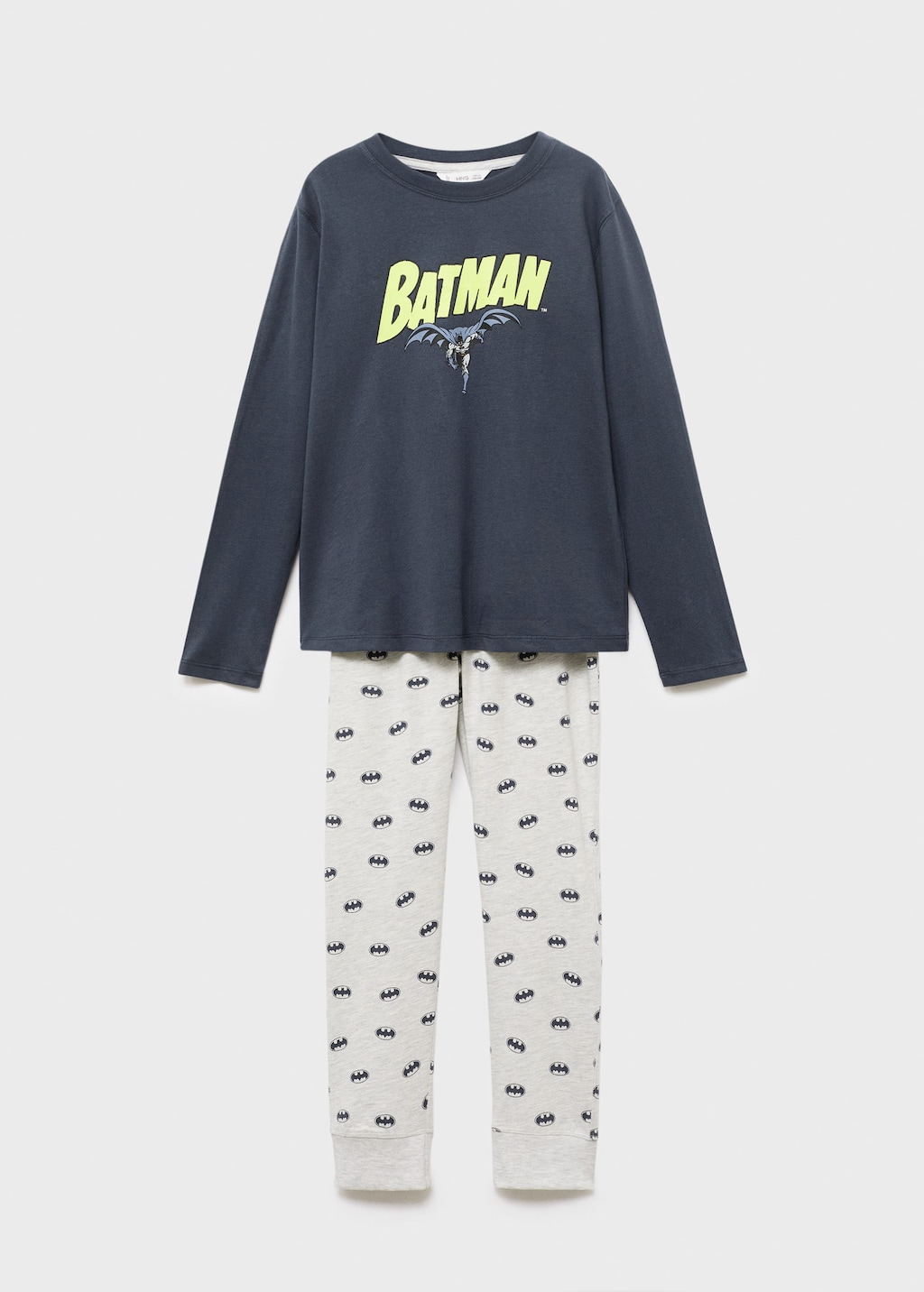 Long Batman pyjamas medium heather grey - Kids - 7-8 years - MANGO KIDS