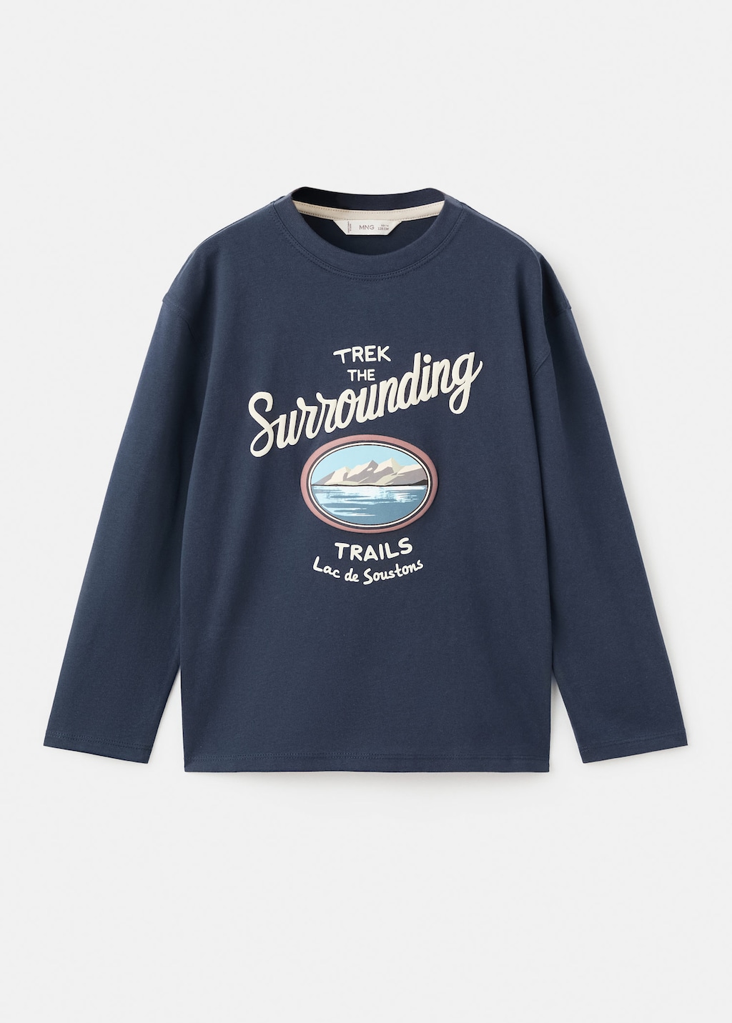 Mango Kids' Printed Cotton-blend T-shirt Navy In Blue