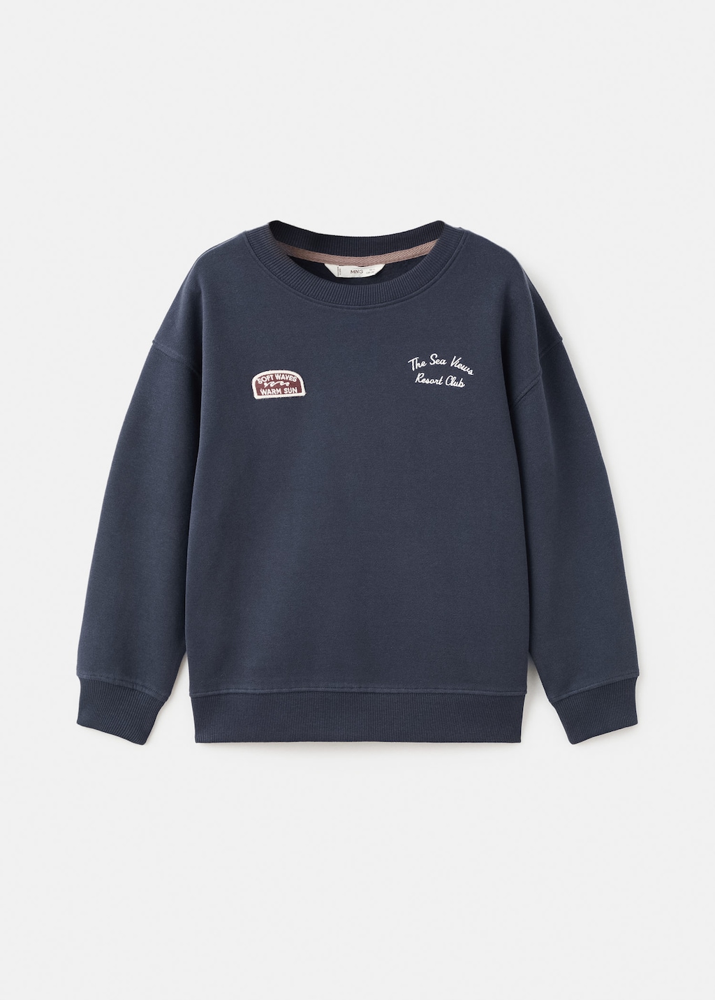 Mango Kids' Embroidered Cotton Sweatshirt Navy In Black
