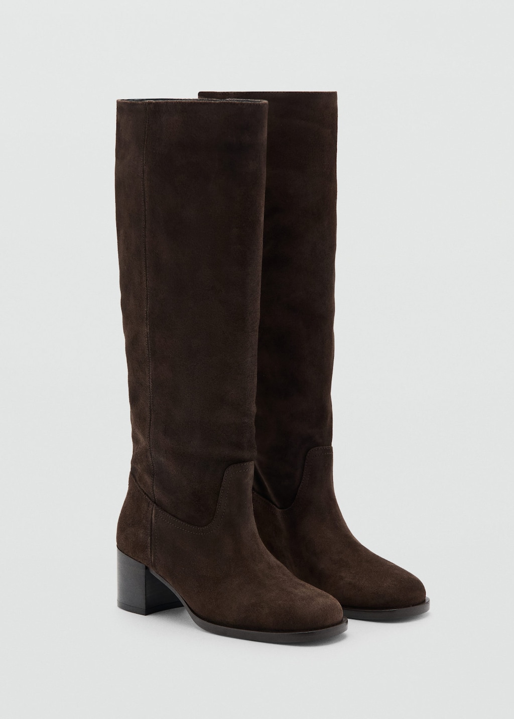 Mango Heel Suede Boots Chocolate In Brown