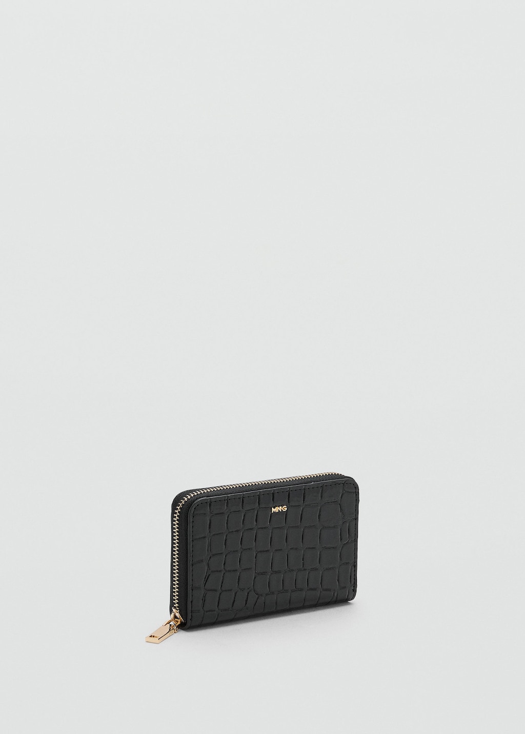 Mango Medium Crocodile Wallet Black