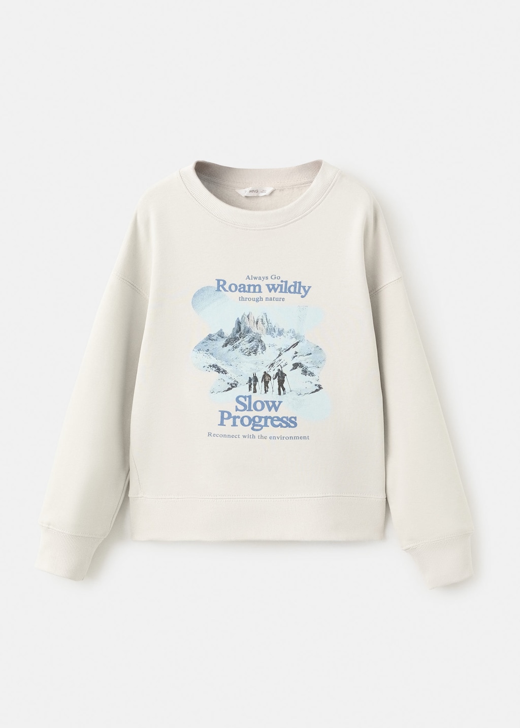 Mango Kids' Printed Cotton Sweatshirt Ice Grey In Gray