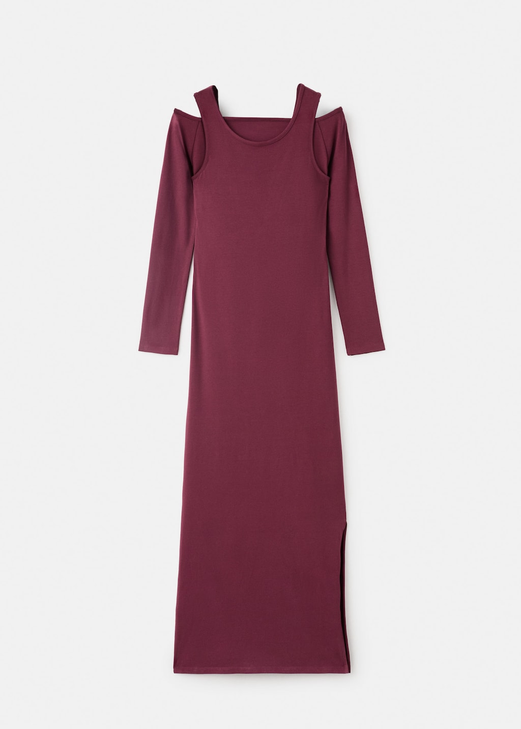 Mango Teen Long Dress With Cut-out Burgundy