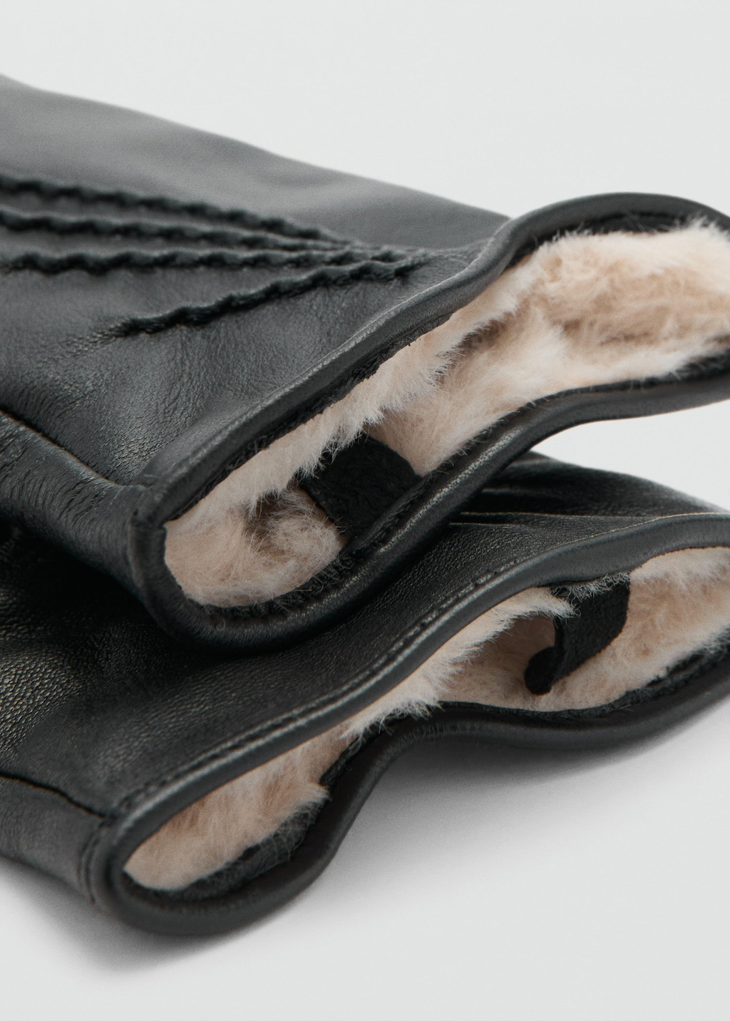 Mango Leather Gloves Black