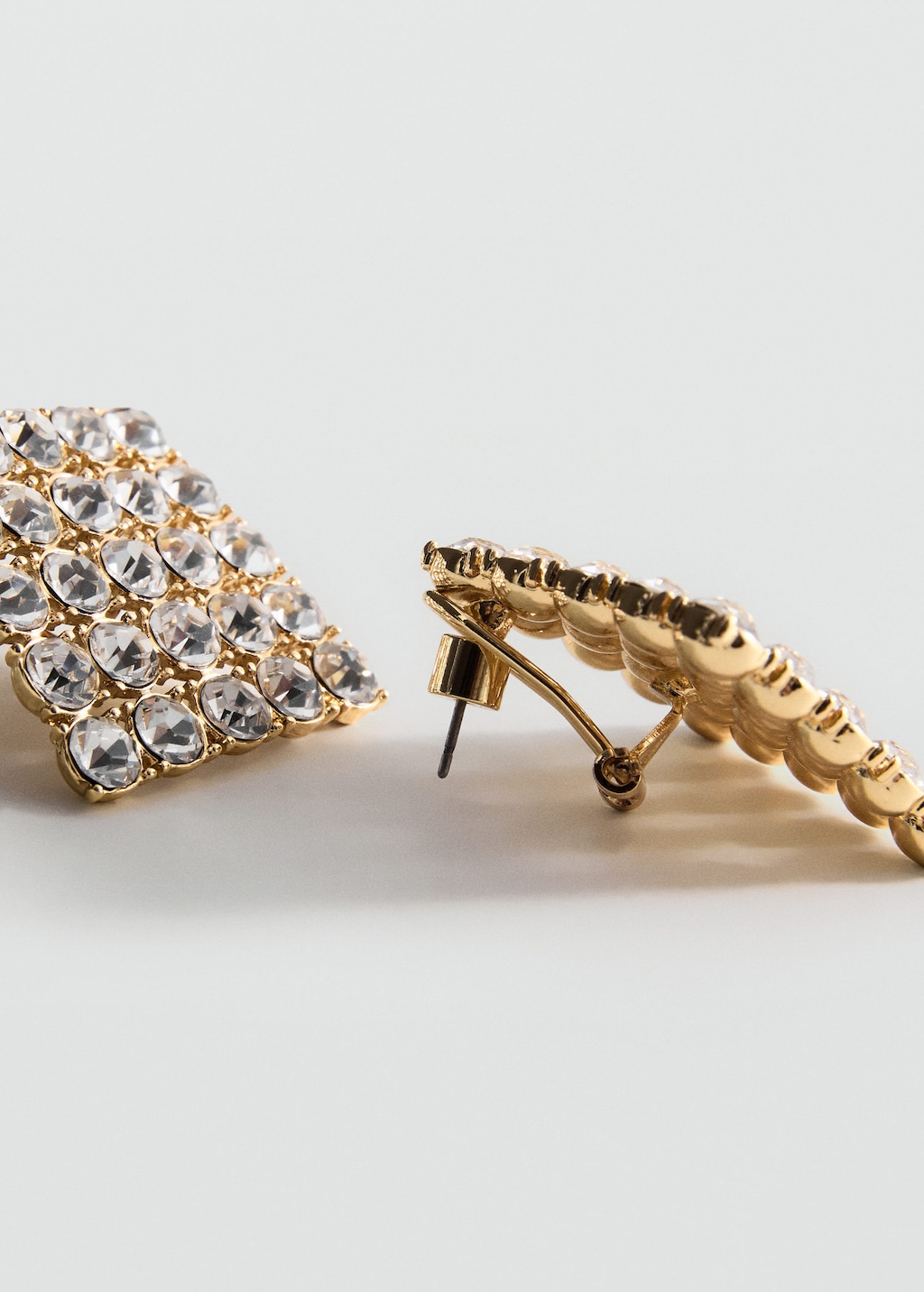 Mango Geometric Crystal Earrings Gold