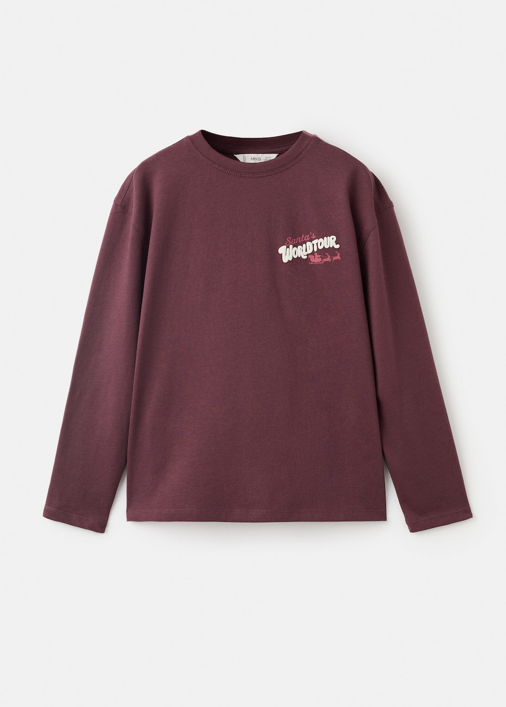 Mango Kids' Christmas-print T-shirt Maroon In Burgundy