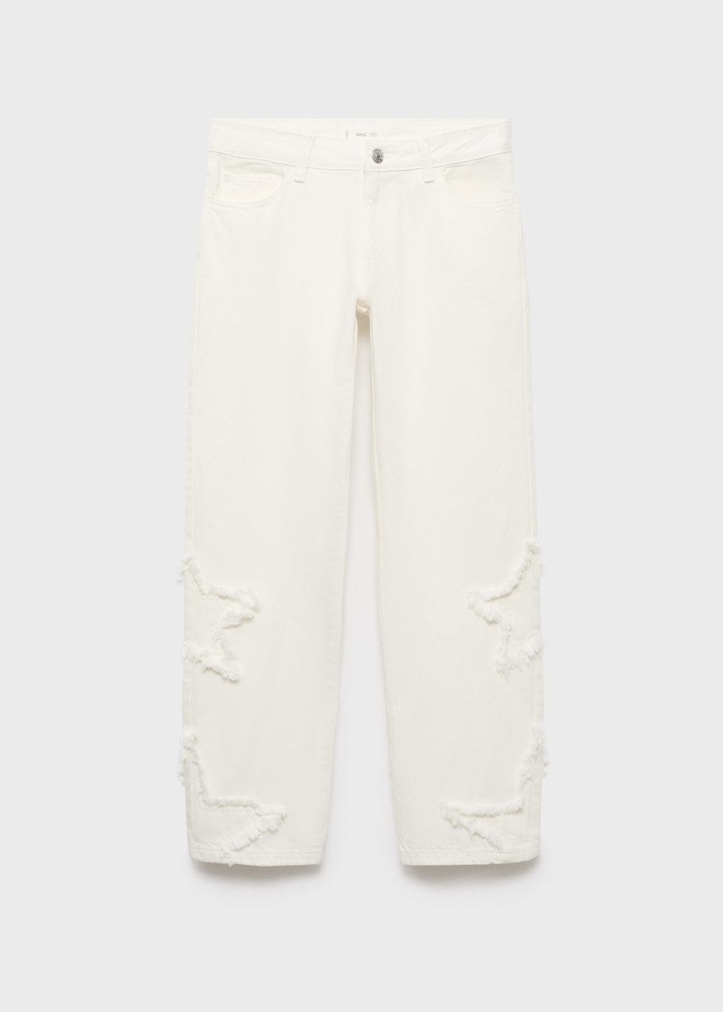 Mango Teen Jean Coupe Droite Broderie Étoiles Blanc Cassé - Fille - Xl -  In Animal Print
