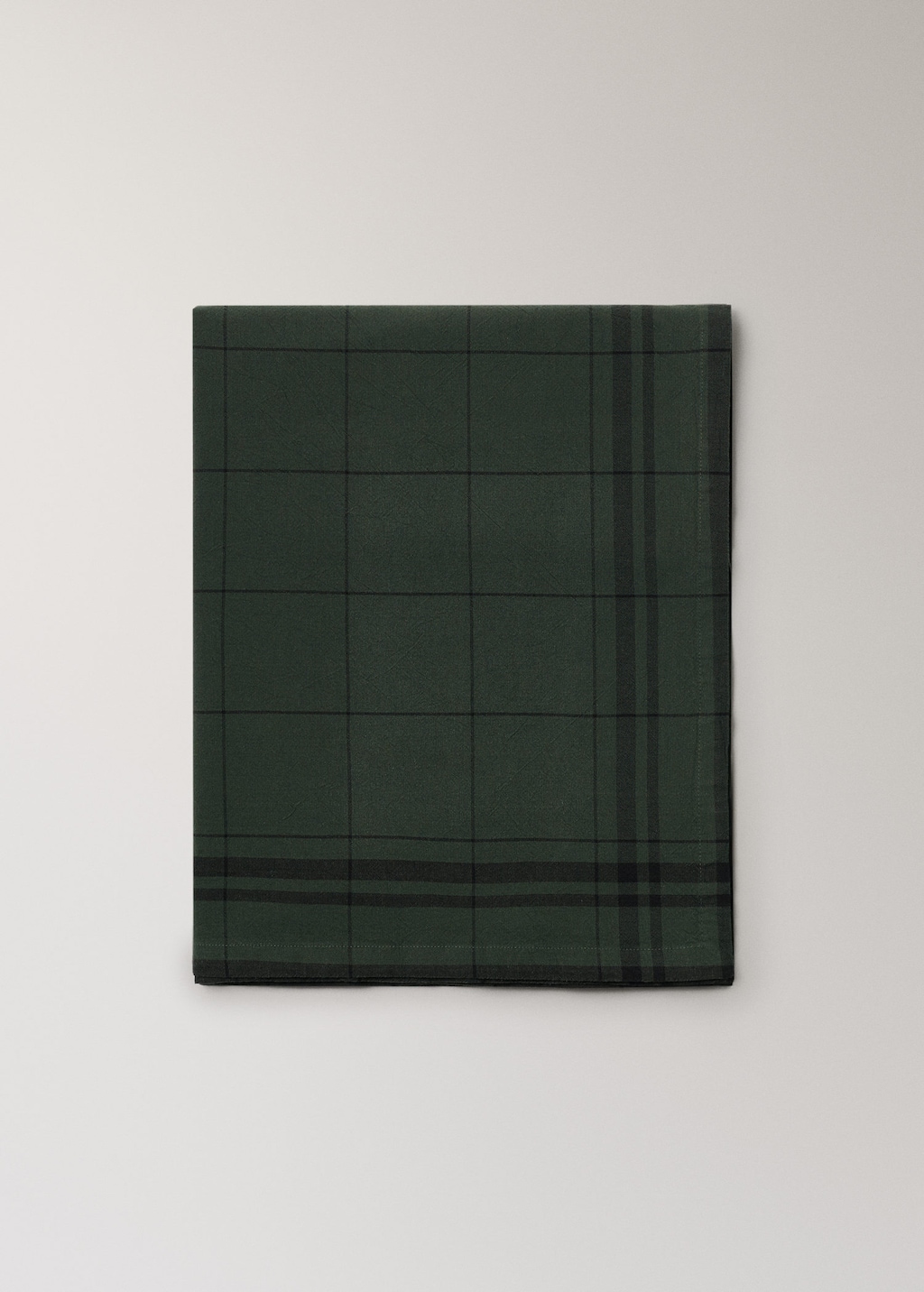 Mango Home Overdyed Cotton Checked Tablecloth For 2-4 Diners Khaki In Green