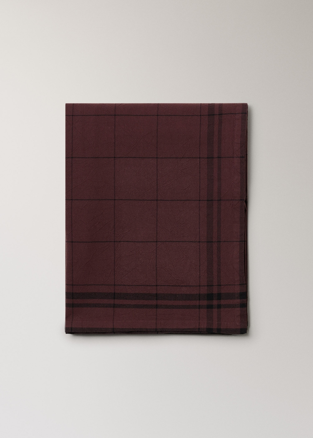 Mango Home Overdyed Cotton Checked Tablecloth For 2-4 Diners Dark Red In Burgundy