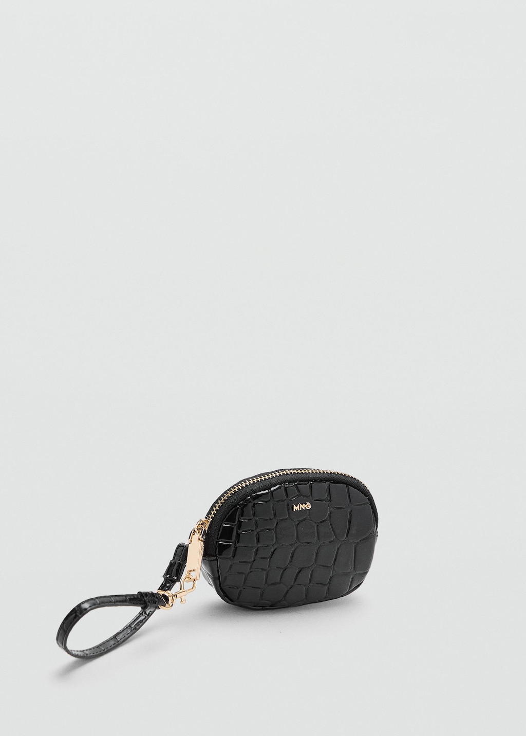 Mango Crocodile-effect Keychain Purse Black