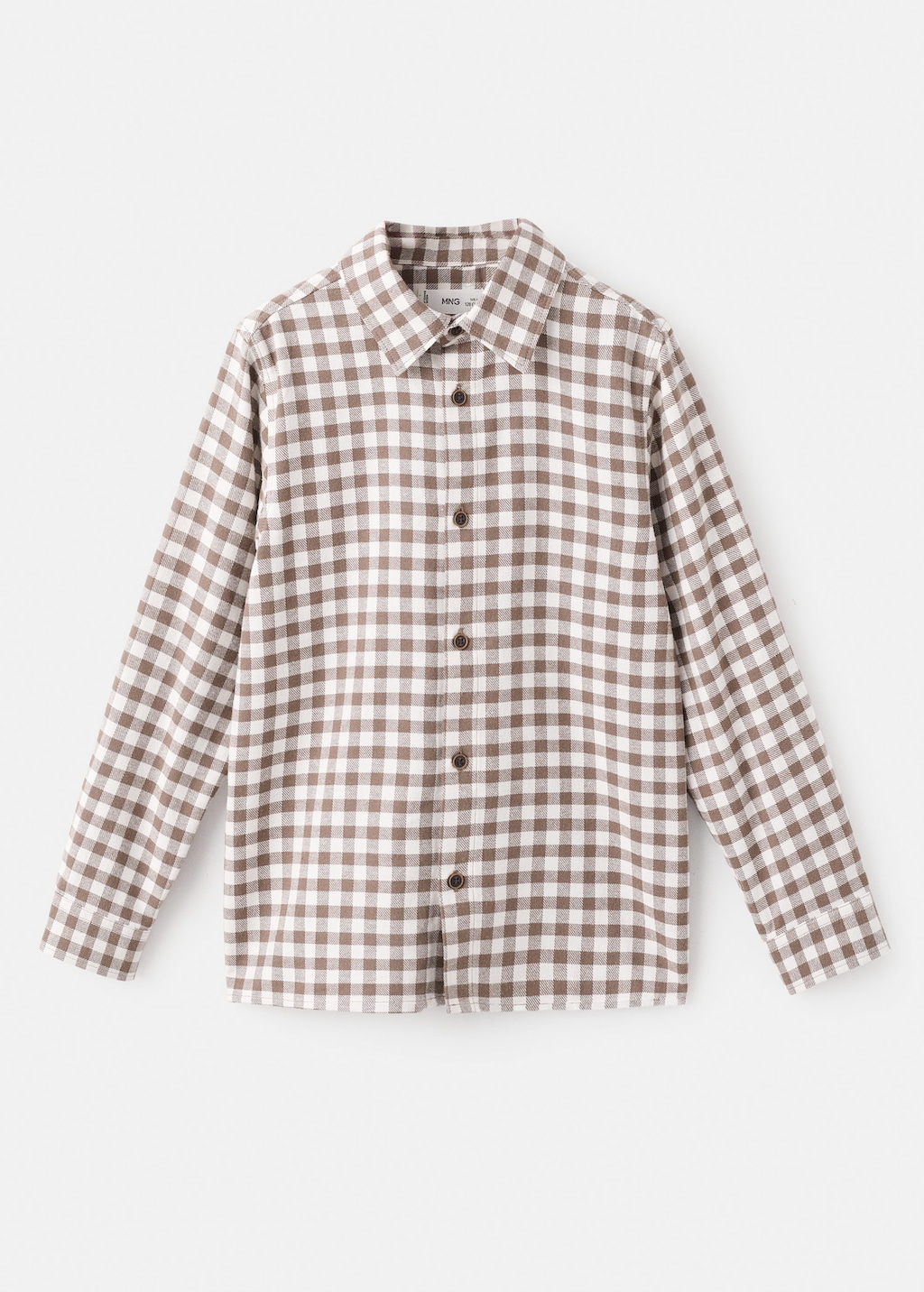 Mango Kids' Checked Print Shirt Brown In White