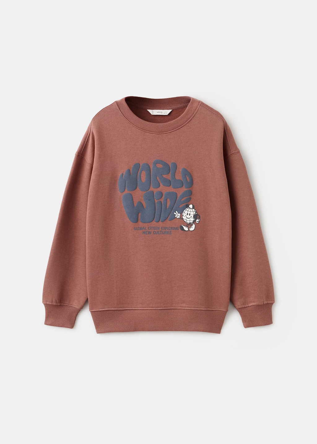 Mango Kids' Printed Cotton Sweatshirt Burnt Orange In Brown