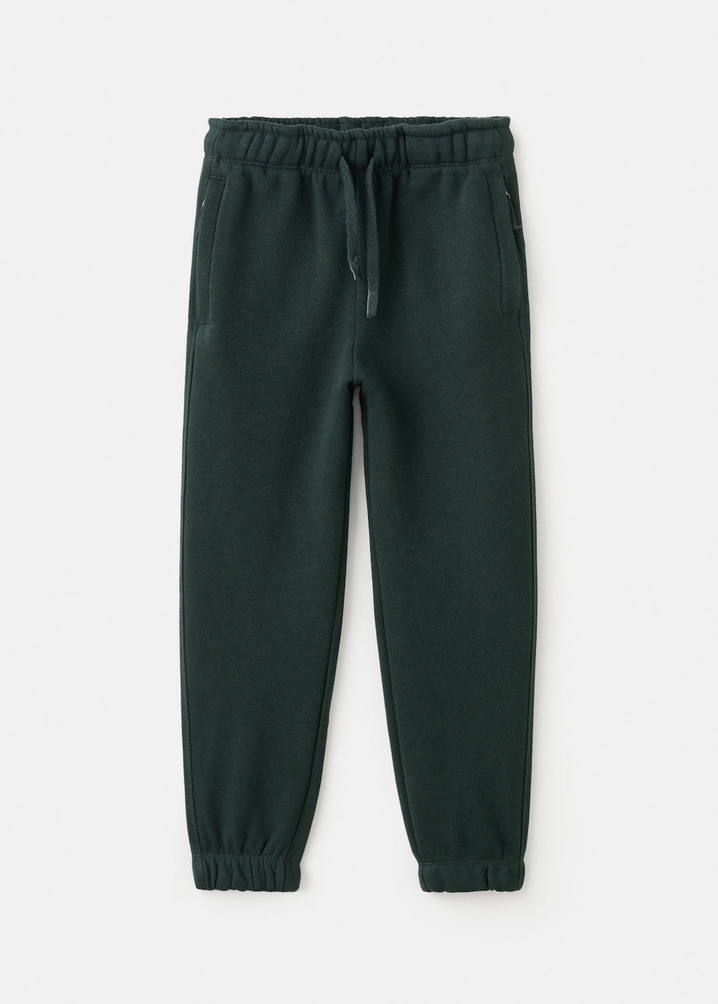 Mango Kids' Cotton Joggers With Elastic Waist Dark Green