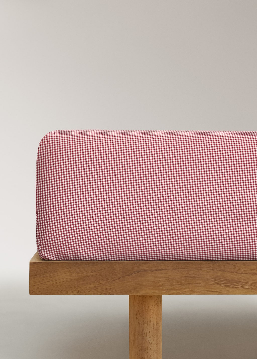 Mango Home Children's Fitted Sheet, Yarn-dyed, Gingham Check, For 90cm Bed Red