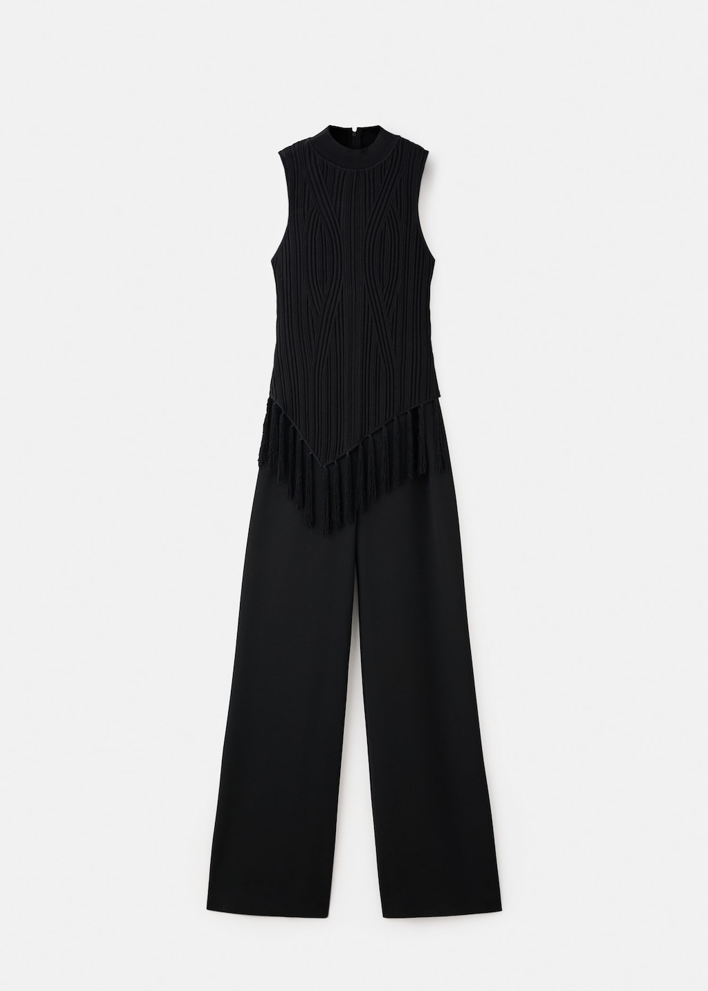 Mango Fringed Jumpsuit Black