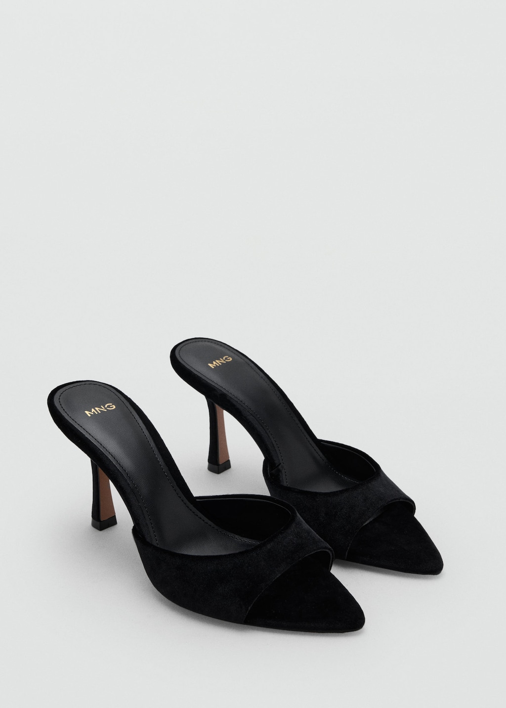 Mango Velvet Heel Sandals Black In Black