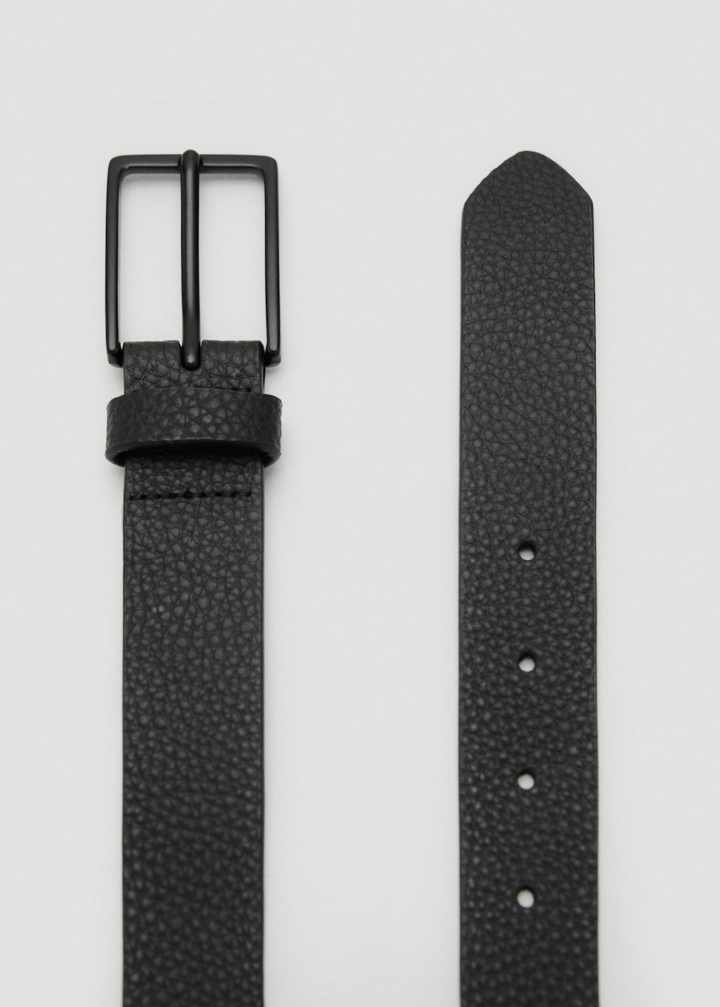 Pebbled leather belt black - Man - 32 - MANGO MAN