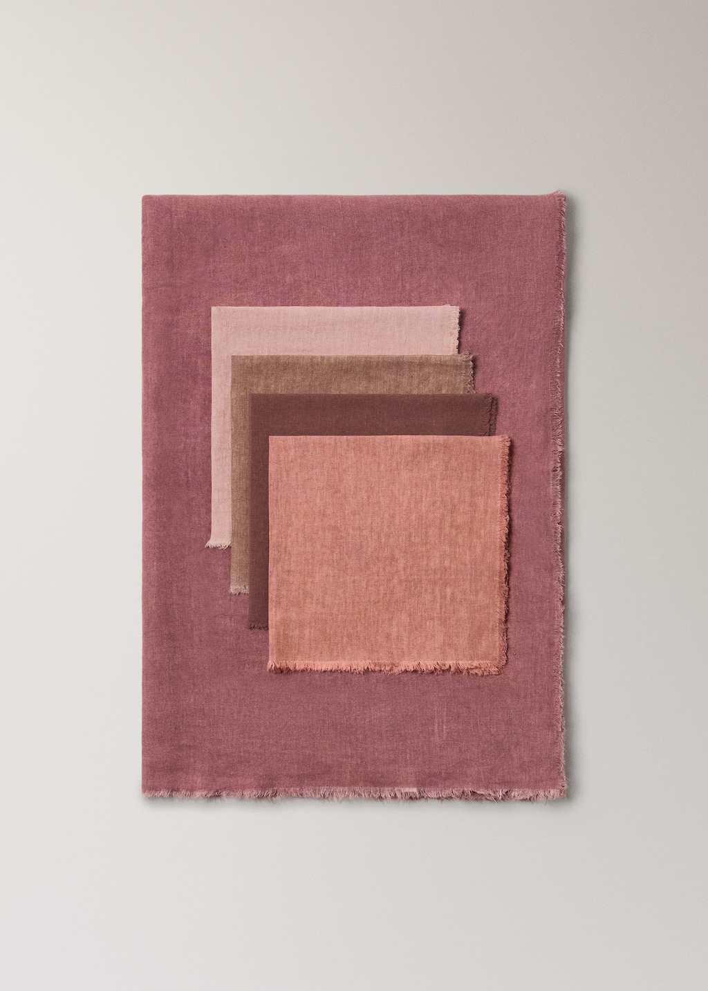 Mango Home Frayed Linen Tablecloth For 6-8 Diners Burnt Orange In Pink