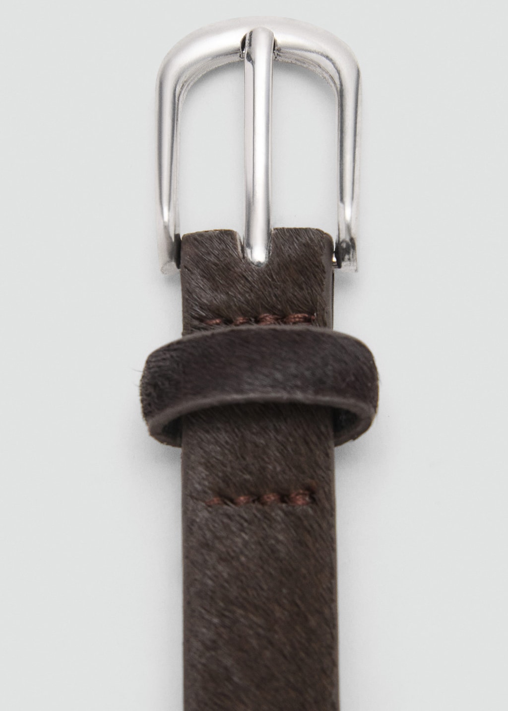 Mango Leather Fur Belt Chocolate In Brown