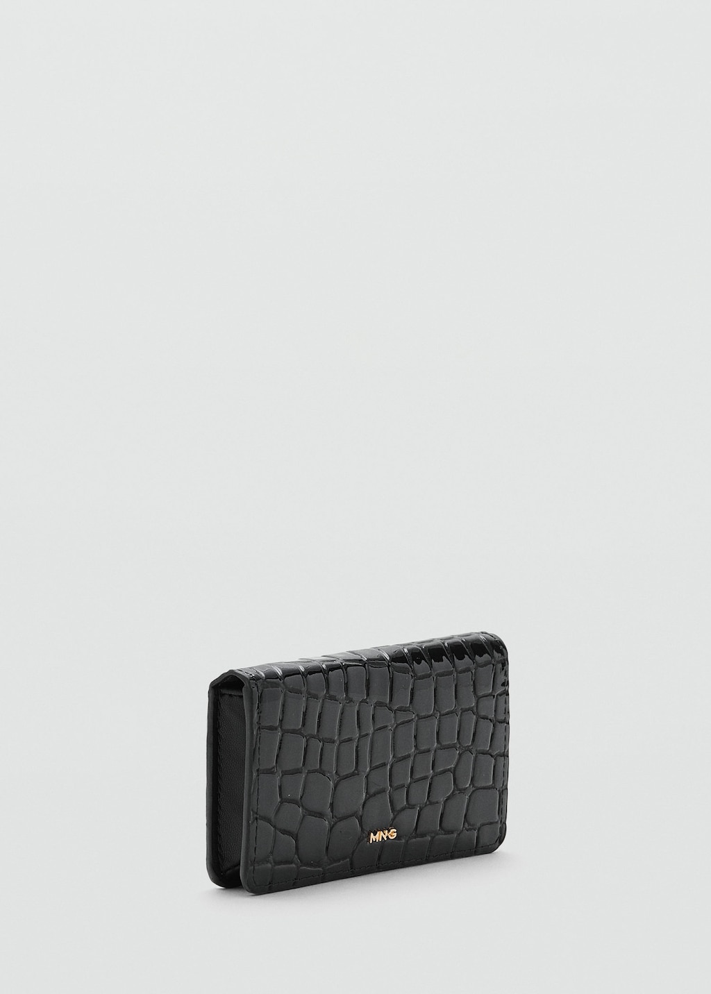 Mango Small Crocodile Wallet Black